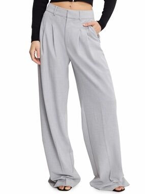 NWT Good American Heather Grey Pleated Wide Leg Trouser Pants Size 14/32 ✨